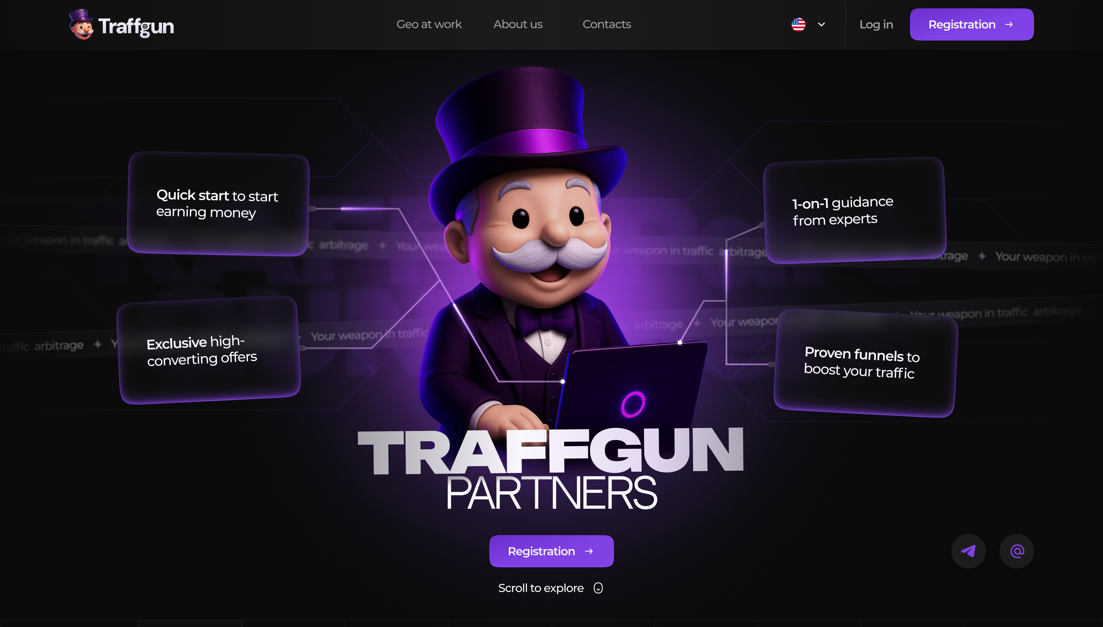 LANDING PAGE FOR TRAFFGUN AFFILIATE NETWORK