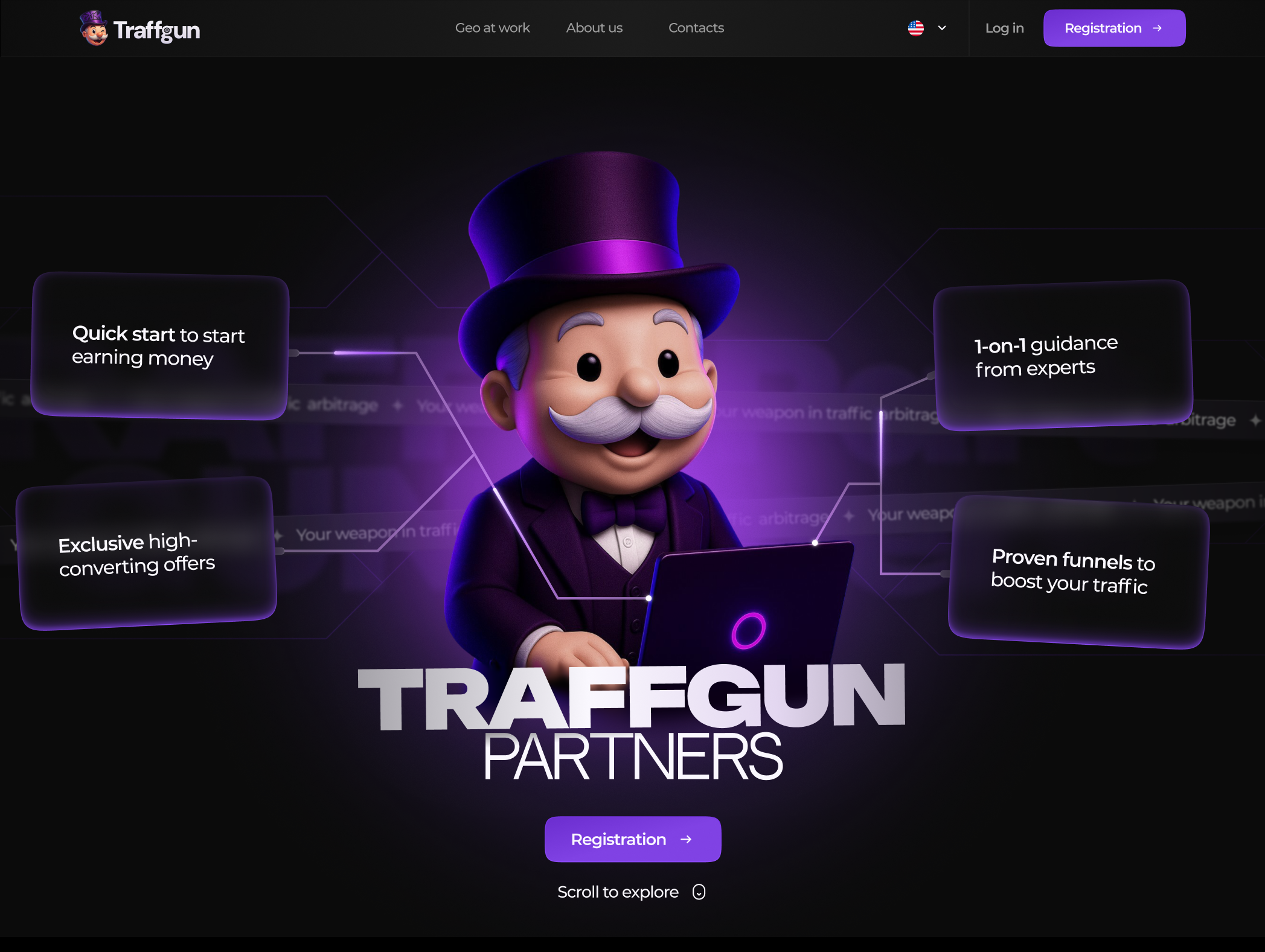 LANDING PAGE FOR TRAFFGUN AFFILIATE NETWORK